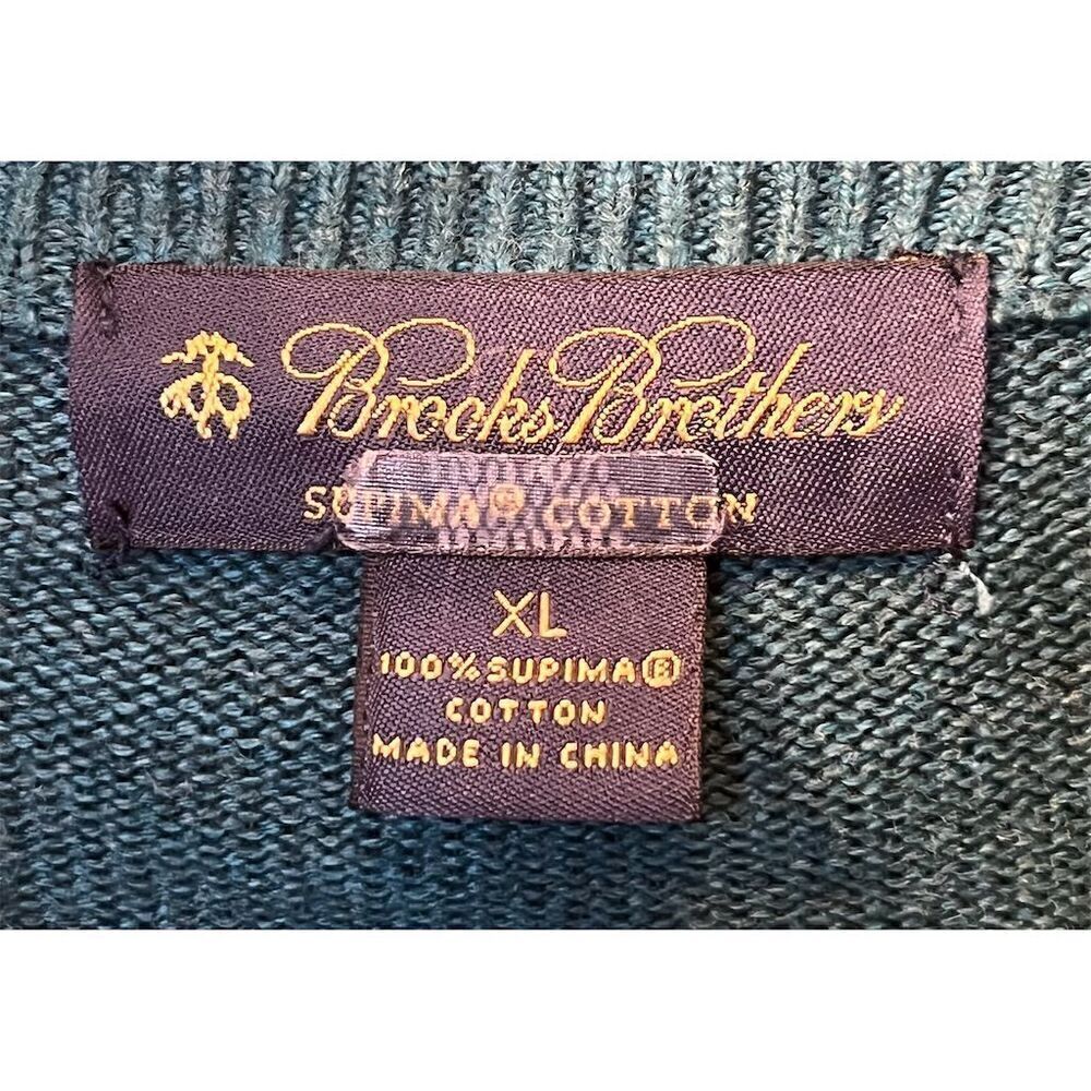 Brooks Brothers XL Blue 1/4 Zip Pullover Sweater Long Sleeve Business Casual - Picture 6 of 7